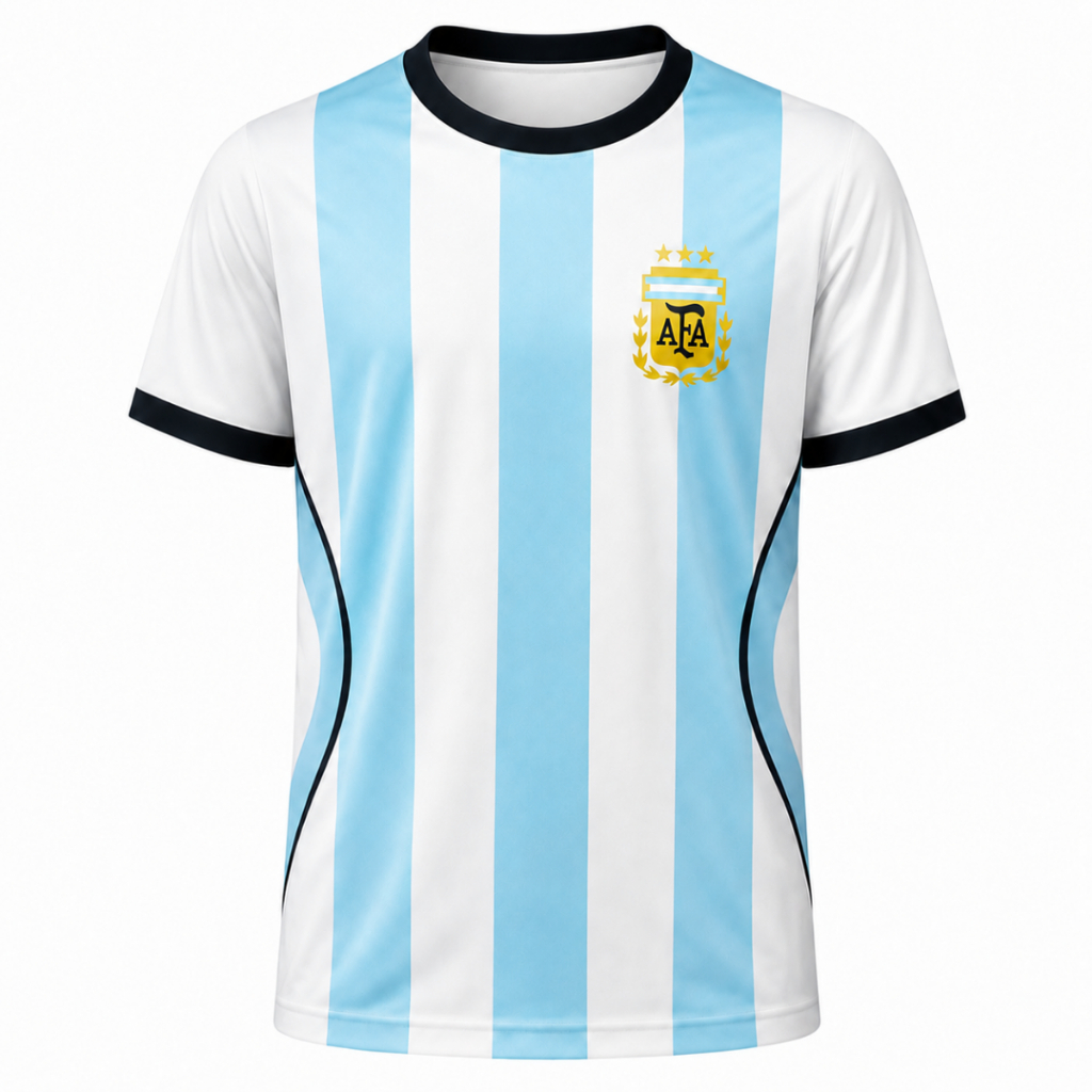 Camisa Argentina Infantil Seleção Futebol Dry Fit Criança Azul Branca Torcedor