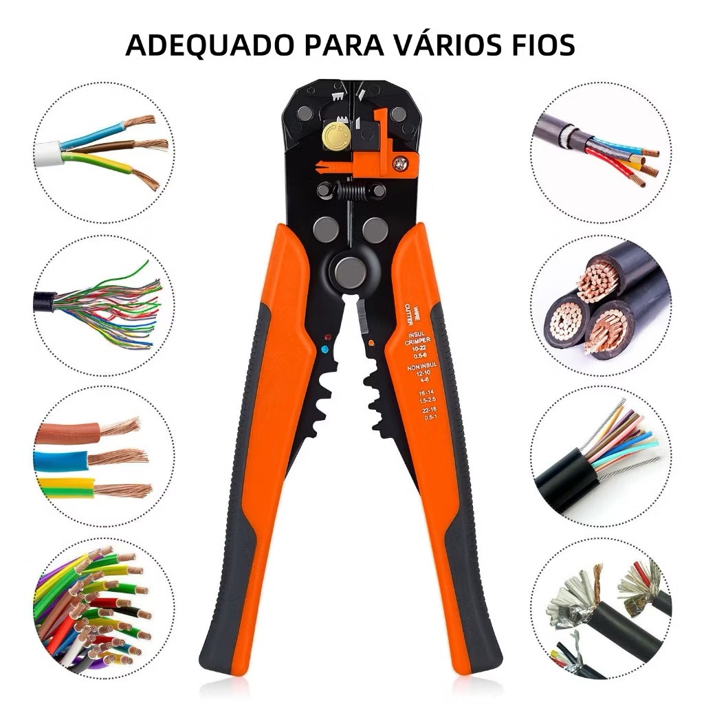 Alicate Decapador de Fios Automático 5 Em 1 Profissional Corta Desencapa e Crimpa Cabos Elétricos Ola1