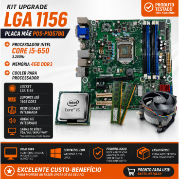 Kit Placa Mãe Positivo POS-PIQ57BQ + Intel Core i5-650 + 4GB DDR3 + Cooler | LGA 1156