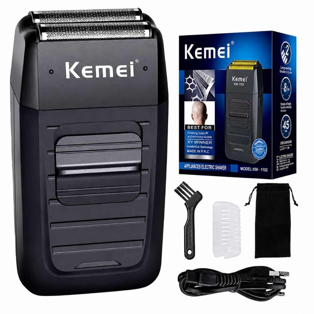 Máquina De Barbear Shaver Kemei Original Barbeador Elétrico Recarregável KM-1102 - Bivolt