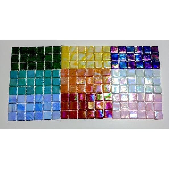 Kit 162 pastilhas vidro para mosaico tam:1,5cmx1,5cm Brilho 4 - 9 cores.