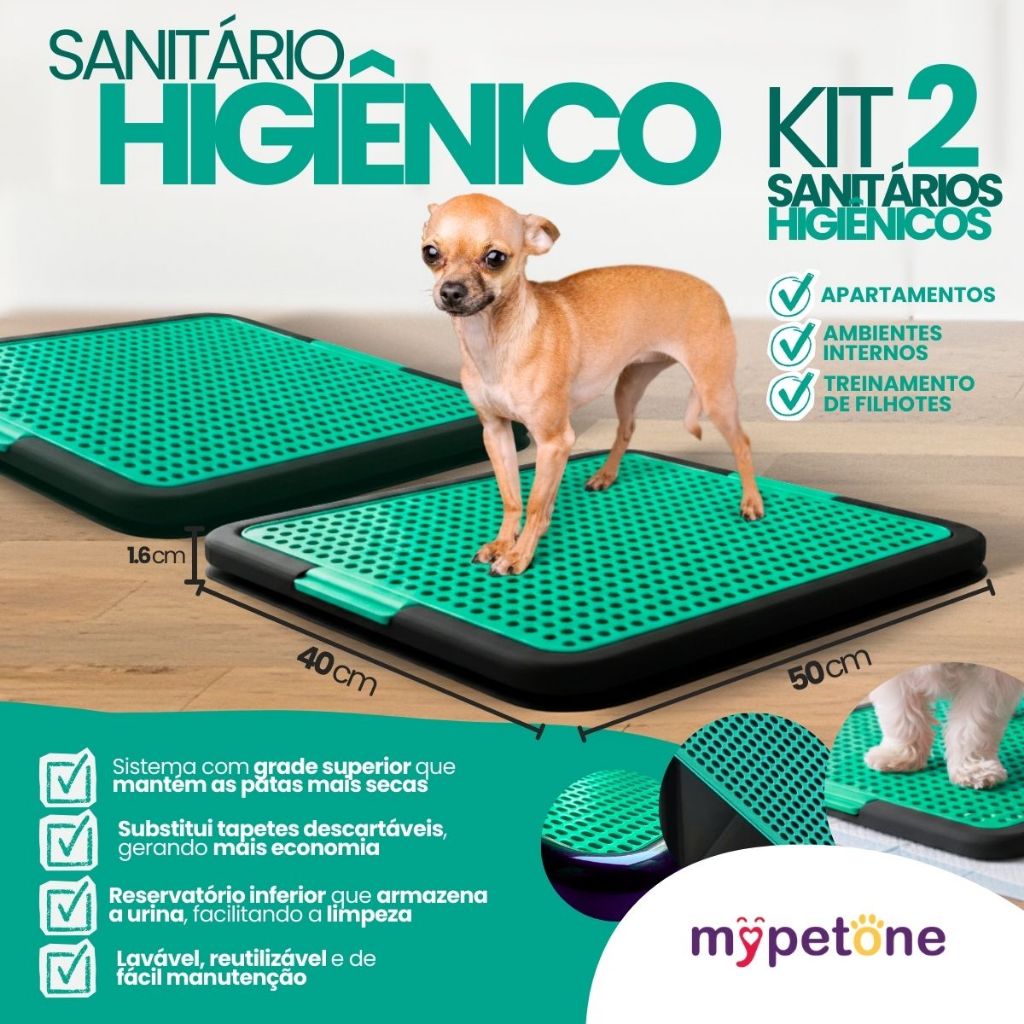 2 Tapete Sanitário Higiênico Lavável Educa Pet Xixi Cães Mypetone Tiffany