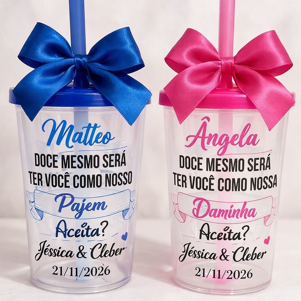 01 Copo acrílico personalizado com tampa e canudo - 480ml