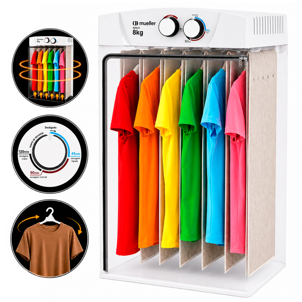 Secadora de Roupas Mueller Solaris 8kg de Parede Ar Quente e Frio