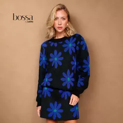 Lovito Bossa Saia Feminina de Tricot em Jacquard Floral SKB17971827