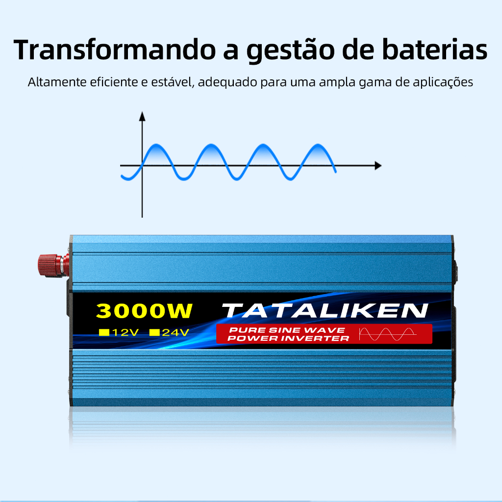 Inversor de onda pura 3000W, 12V/24V pra 110V/220V. Serve pra motorhome, geladeira, solda e vários outros usos