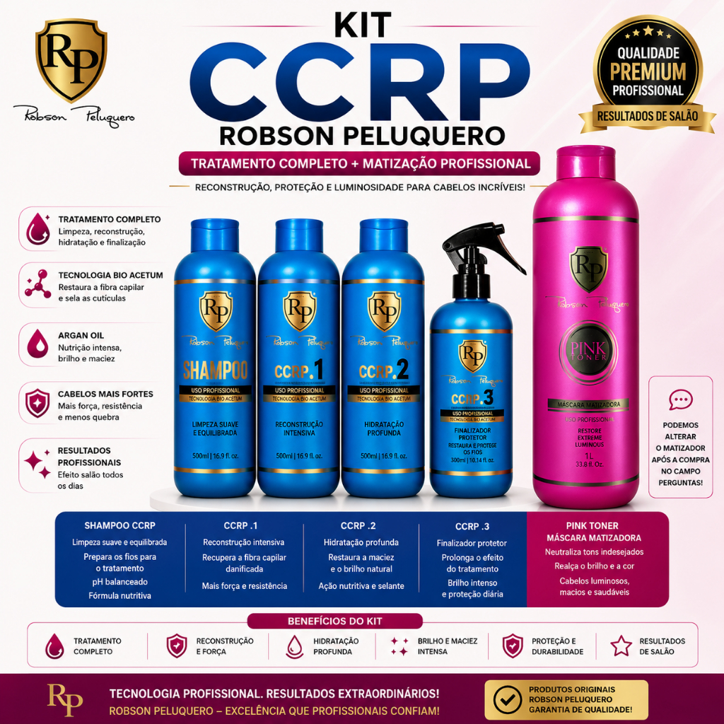Kit Ccrp Robson Peluquero 4 Produtos + Matizador Pink 1litro