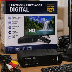 Conversor e Gravador Digital HDTV HDMI E Usb Central de Mídias 1080p Controle Remoto Sem Delay