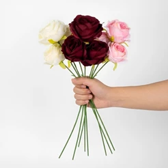Kit 3 Botões Buquê De Flores De Rosas Artificiais Para Decoração Sala Quarto - Castela