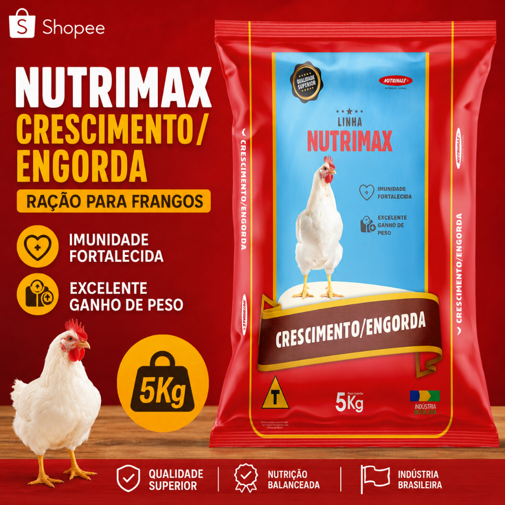Ração para frangos crescimento engorda Nutrimax 5kg | galinhas | pintinhos