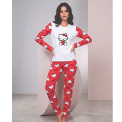 PIJAMA BLOGUEIRA MANGA LONGA H.K VERMELHO MORANGO
