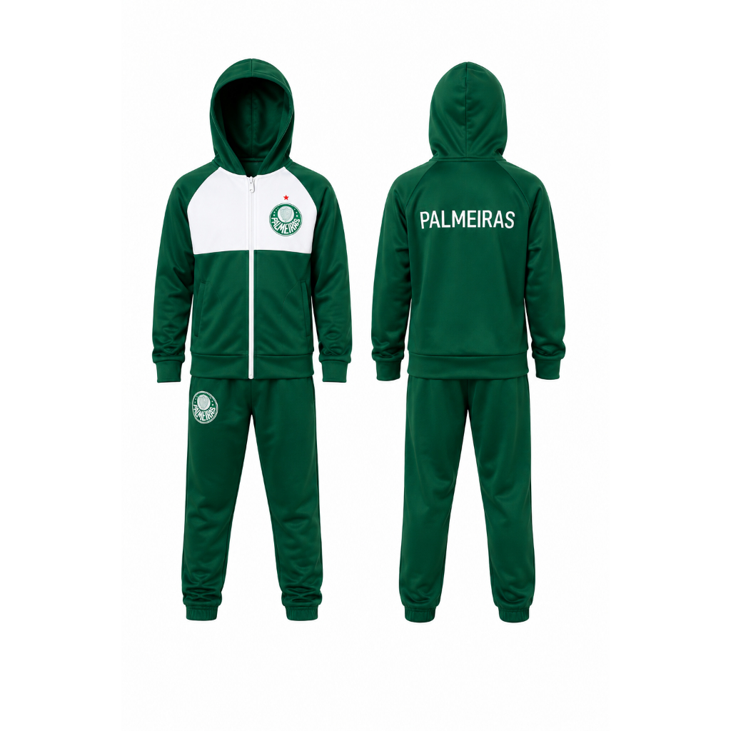 Conjunto Agasalho Infantil Palmeiras Blusa e Calça Juvenil