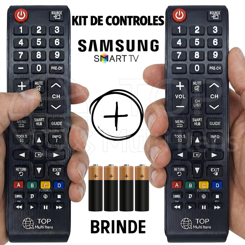 Controle Remoto Tv Samsung Universal Smart Hub Compatível 7028 / 8008 / 7036 com Pilhas