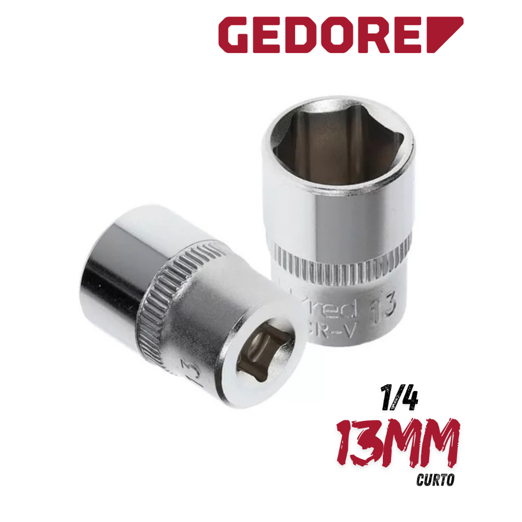 Chave Soquete Sextavado Curto 1/4 X 13mm - Gedore red