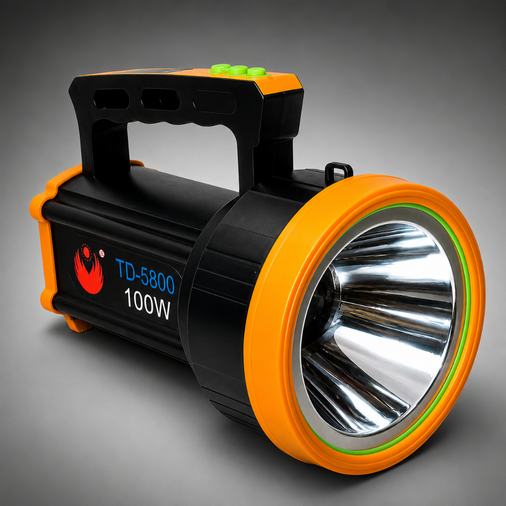 Lanterna Tática LED 100W Recarregável Alcance 2000m Holofote Potente para Camping