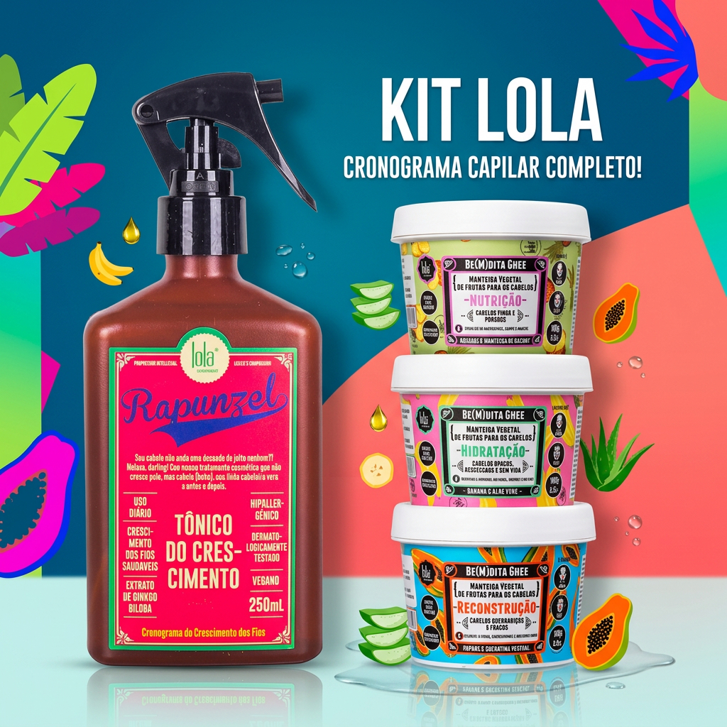 Lola Kit Bemdita Ghee 3 Itens + Tonico Rapunzel de Crescimento FULL