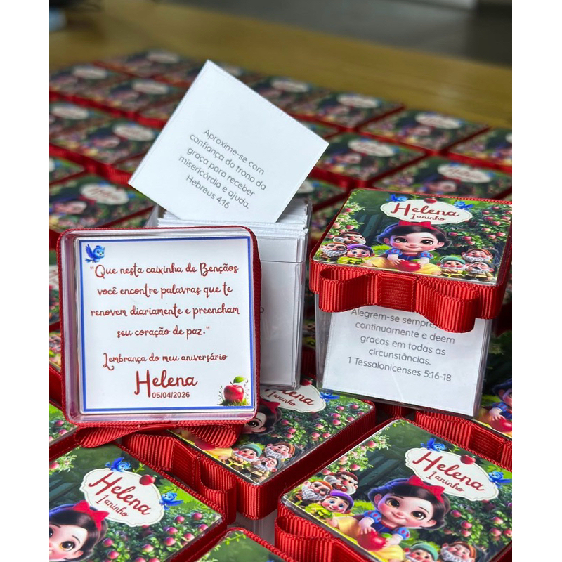Kit Lembrancinha Caixinha de Bênçãos com 170 Versículos Personalizada em Acrílico com laço Caixinha de promessas