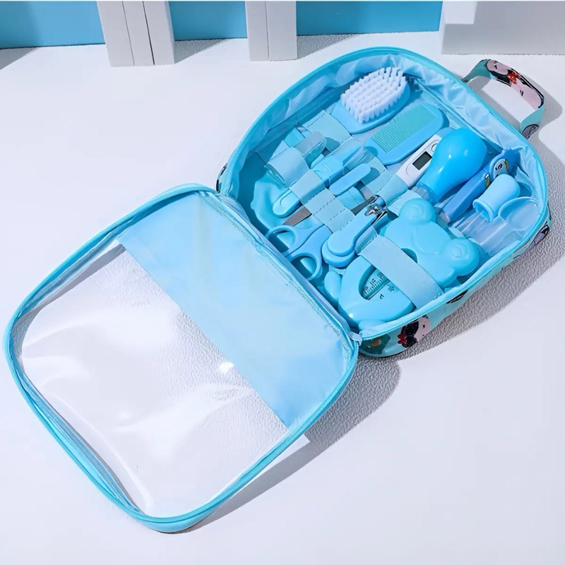 kit 13 peças higiene cuidados bebê recém nascido azul