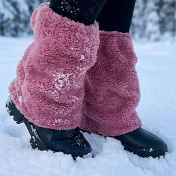 Polaina FemininaTeddy Pelucia Outono/Inverno Fashion Térmica para Botas Academia Fitness