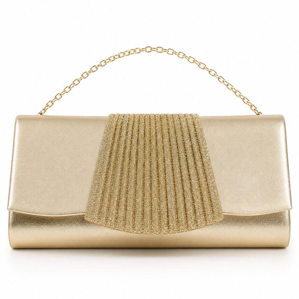 Bolsa Clutch Carteira Feminina Dourada Metalizada Com Brilho Festa Casamento Formatura Madrinha Com Alça Corrente