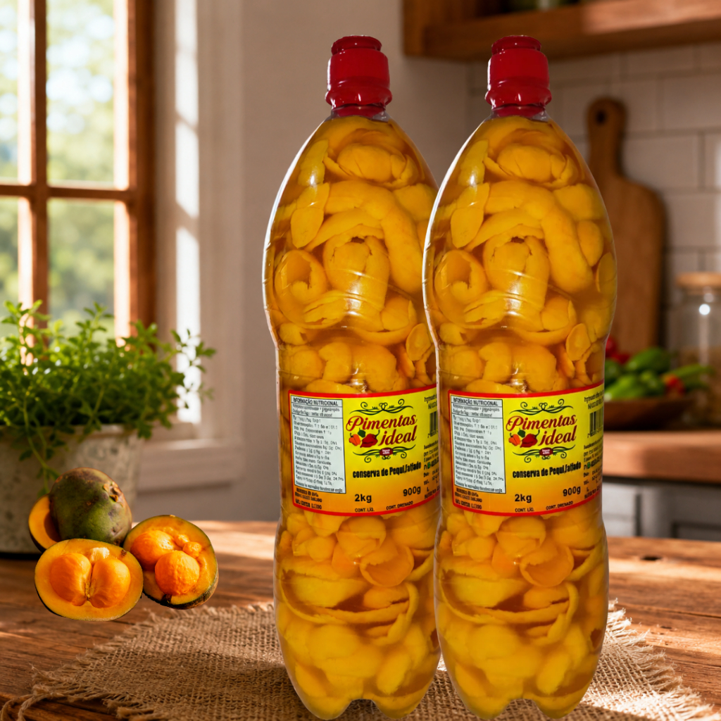 Pequi Fatiado Em Conserva Direto Do Produtor Rural 2 Pets 2kg/900gr Drenado Cada