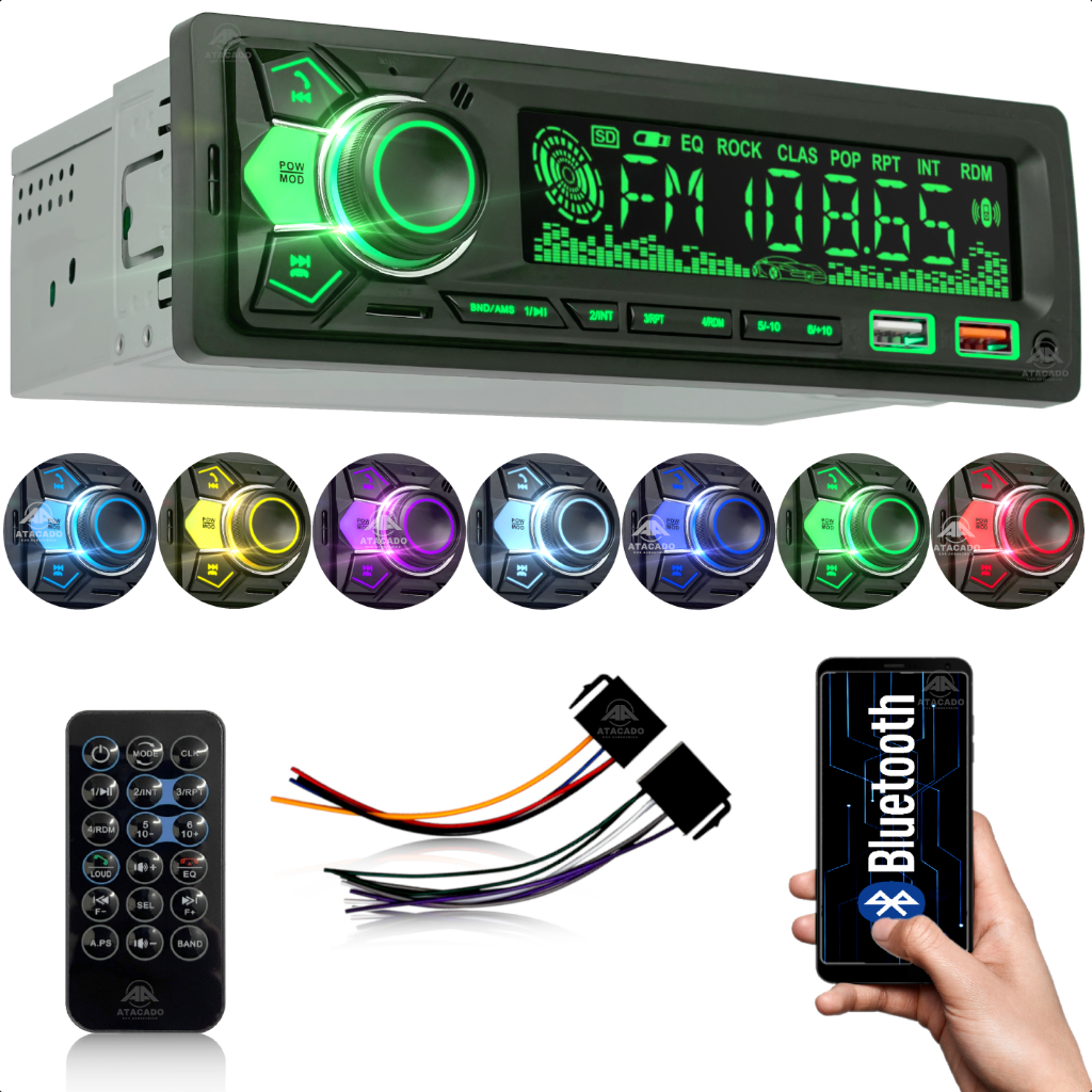 Aparelho de Som automotivo Radio FM MP3 bluetooth melhor q Pione funciona controle longa distancia