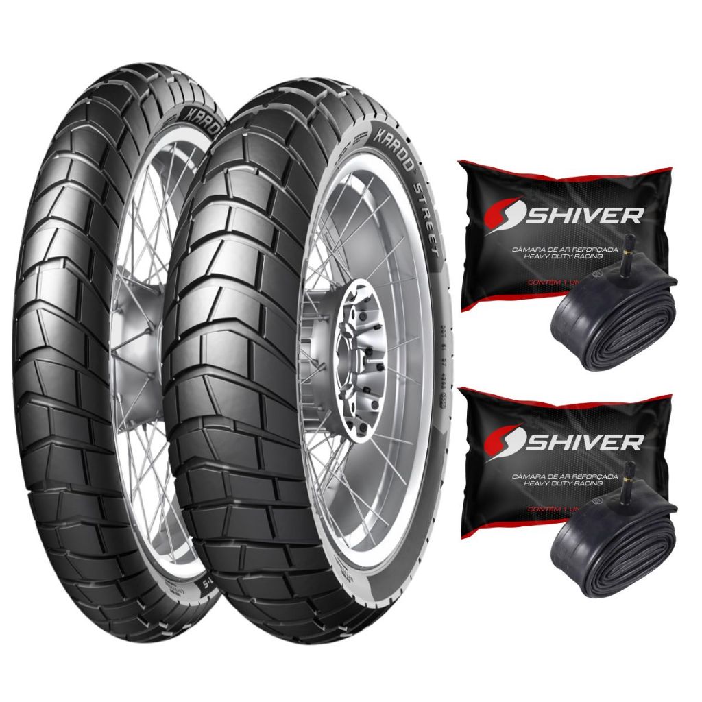 PAR PNEU Karoo Street 90/90-21 + 120/80-18 Original Sahara 300 COM PAR CAMARAS SHIVER 18" + 21"