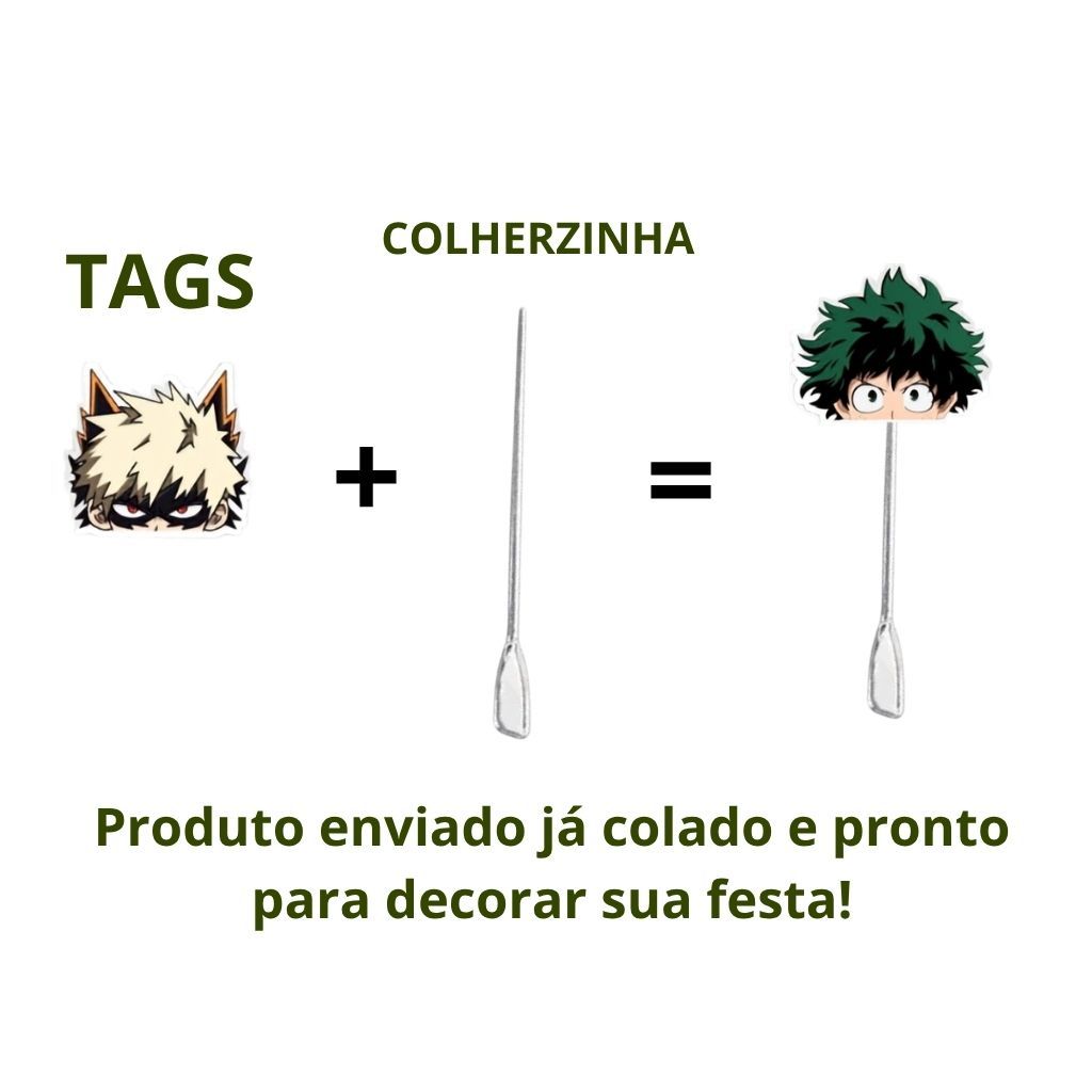 Kit 60 topo / my hero academia Docinho para festa, brigadeiro beijinho - Boku no Hero Academia