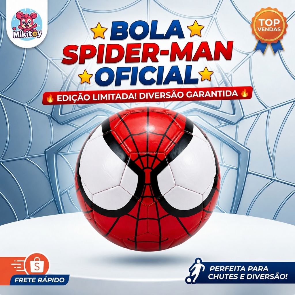 Bola De Futebol Homem Aranha Couro Sintético Linda Infantil