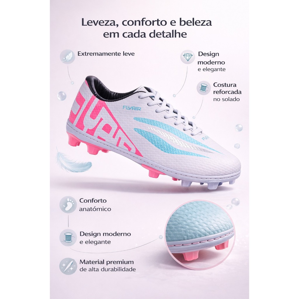 PROMOÇÃO Chuteira de Campo Infantil Adulto Profissional Reforçada Confortável Solado Costurado
