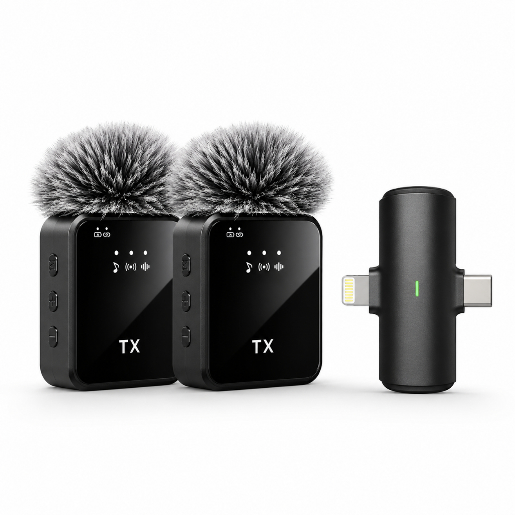 Kit 2 Microfones Sem Fio Para Celular Com Redução De Ruído
