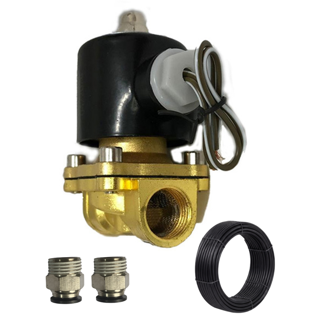 Válvula 1/2 solenoide suspensão a ar com conexão e mangueira