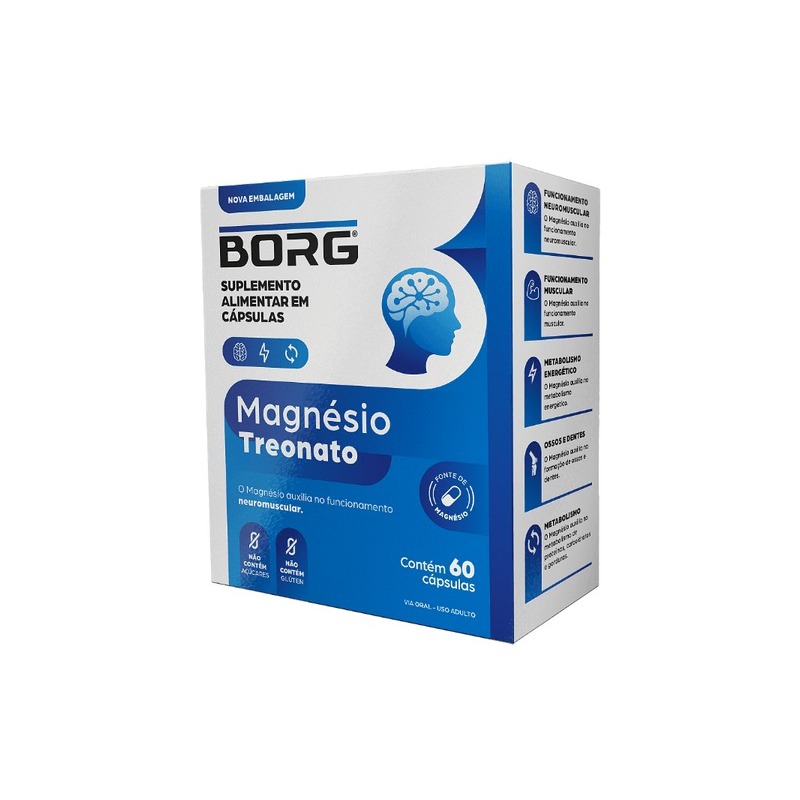 Suplemento Alimentar Borg Magnésio Treonato 60 Cápsulas