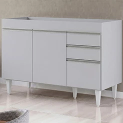Balcão de Cozinha Para Pia 120cm 3 Portas Sem Tampo Michigan Cinza Claro - Lumil