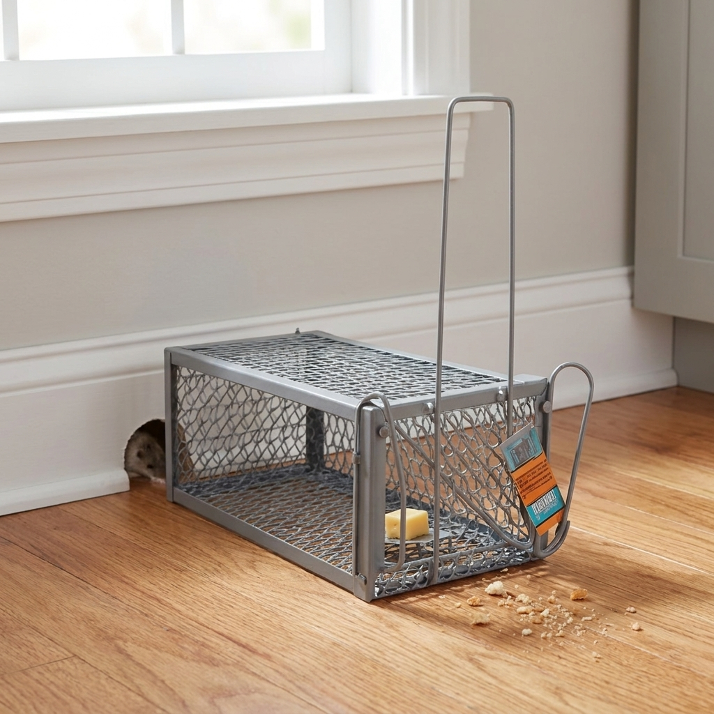 Armadilha Ratoeira Gaiola Grande 12x12x24cm  Segura e Reutilizável c Mola Rápida Eficiente Roedores