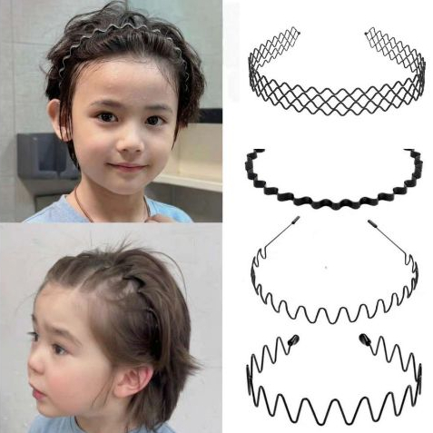 Kit 3 Tiara Masculina Infantil E Adulto Arco De Cabelo Metal Zigue-zague Menino Prender Franja Cabelo Cacheado