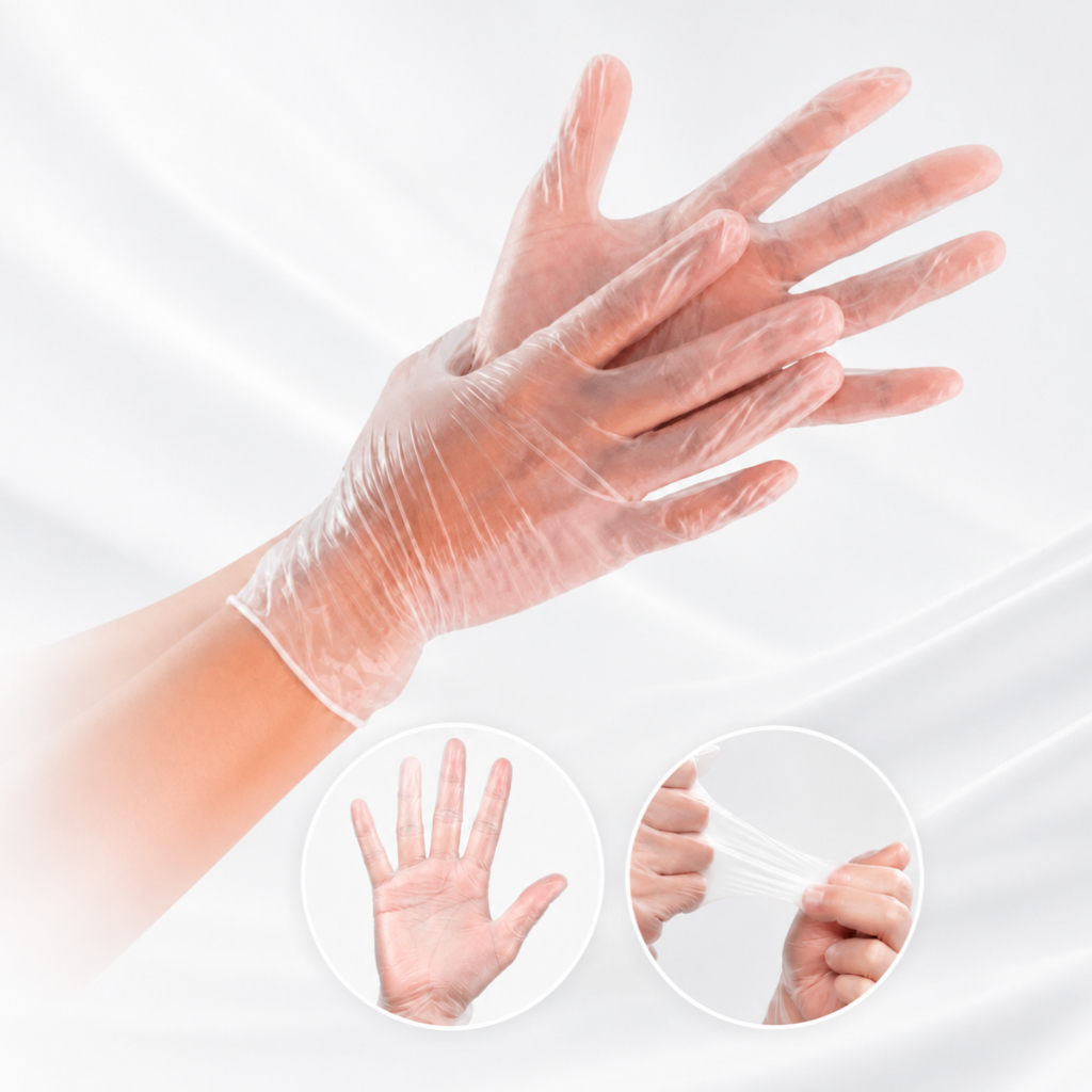 Kit 1000 Uni Luvas Vinil Sem Pó de Vinil Descartáveis Ambidestras Procedimentos Proteção Higiene