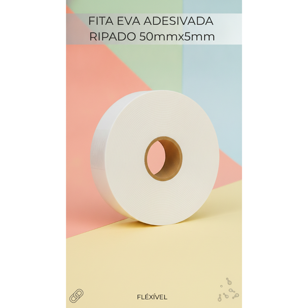 Fita EVA  Borracha Vedação Painel Ripado  Autocolante  Branco  Rodapé Rodateto Parede Durável