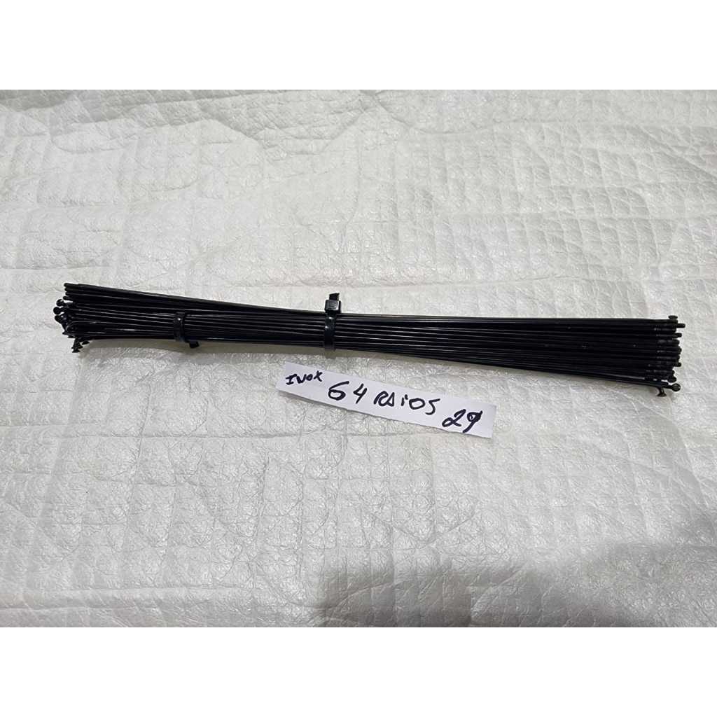 jogo 64 raio para bike aro 29 preto inox 293mm imagens reais sem niples retirado da roda original caloi carbon