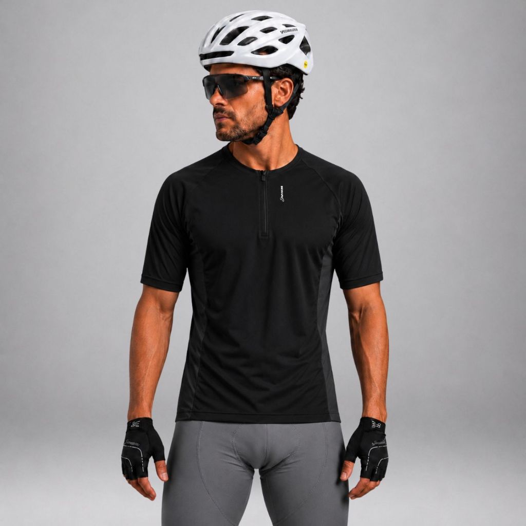 Camisa Ciclismo Masculina Manga Curta Proteção UV50+ MTB Speed Dry Fit Tecido Leve Bolsos Pedal Mountain Bike
