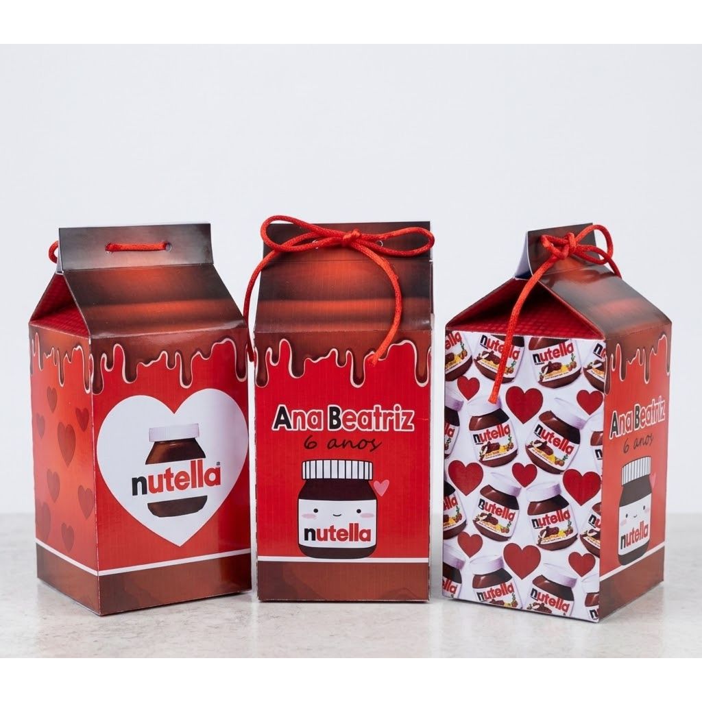Caixinha Milk PERSONALIZADA Tema Nutella – Lembrancinha Festa Infantil e Aniversário - Escolha a quantidade