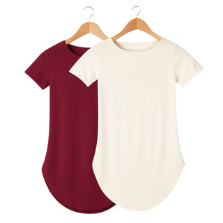 Kit 2 Blusinha Blusa Feminina Academia Basica Lisa Roupa Long Line