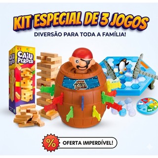 Kit 3 Jogos Infantis Divertidos – Caiu Perdeu, Pula Barril e Quebra Gelo | Menino e Menina