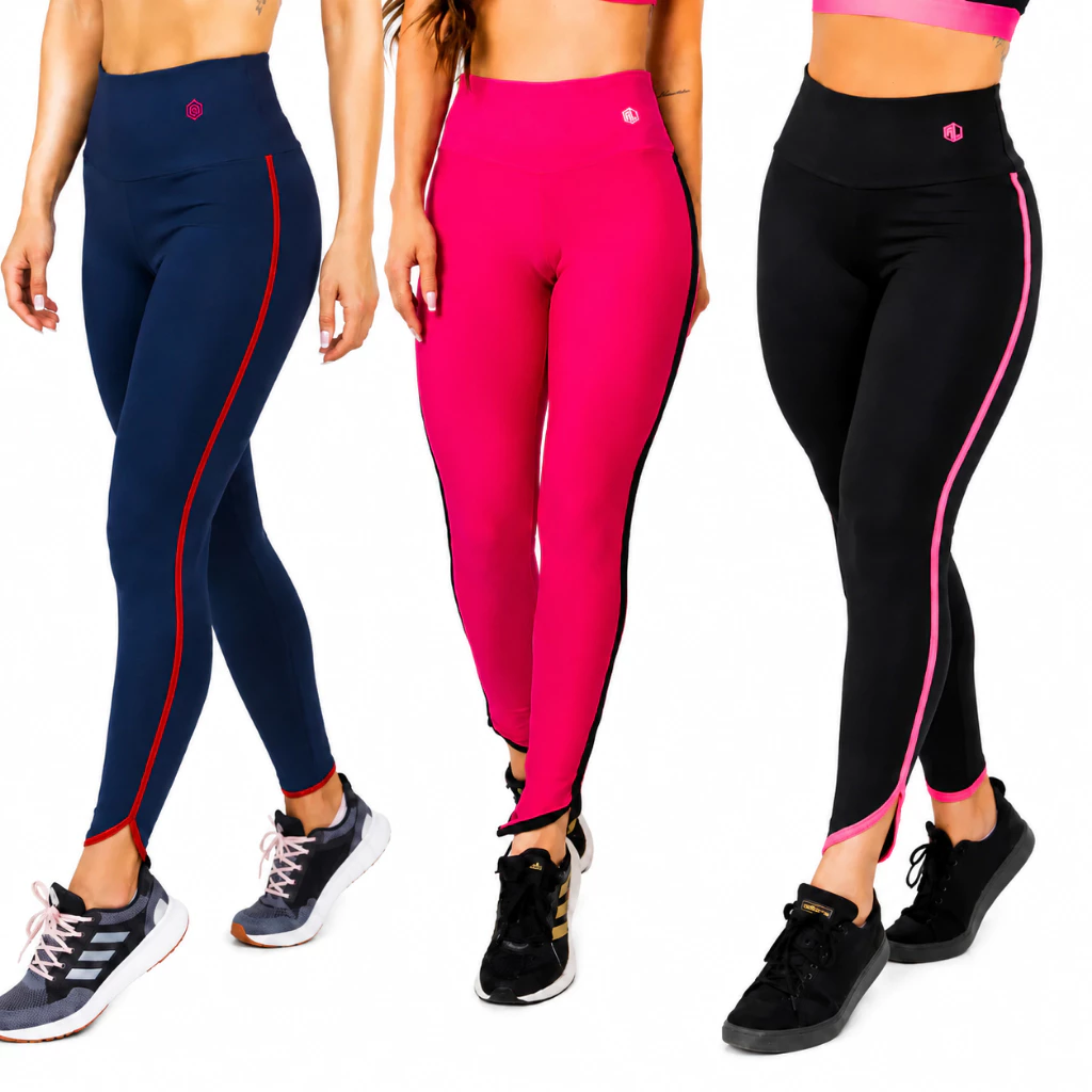 Calça Legging Feminina Manalinda Fitness Roupa de Academia Treino Viés Zero Transparência Cós Alto — imagem 1