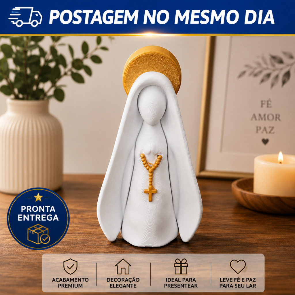 Escultura Nossa Senhora Minimalista 13cm | Decoração Religiosa Católica Nossa Senhora, imagem ,decorativa, Minimalista