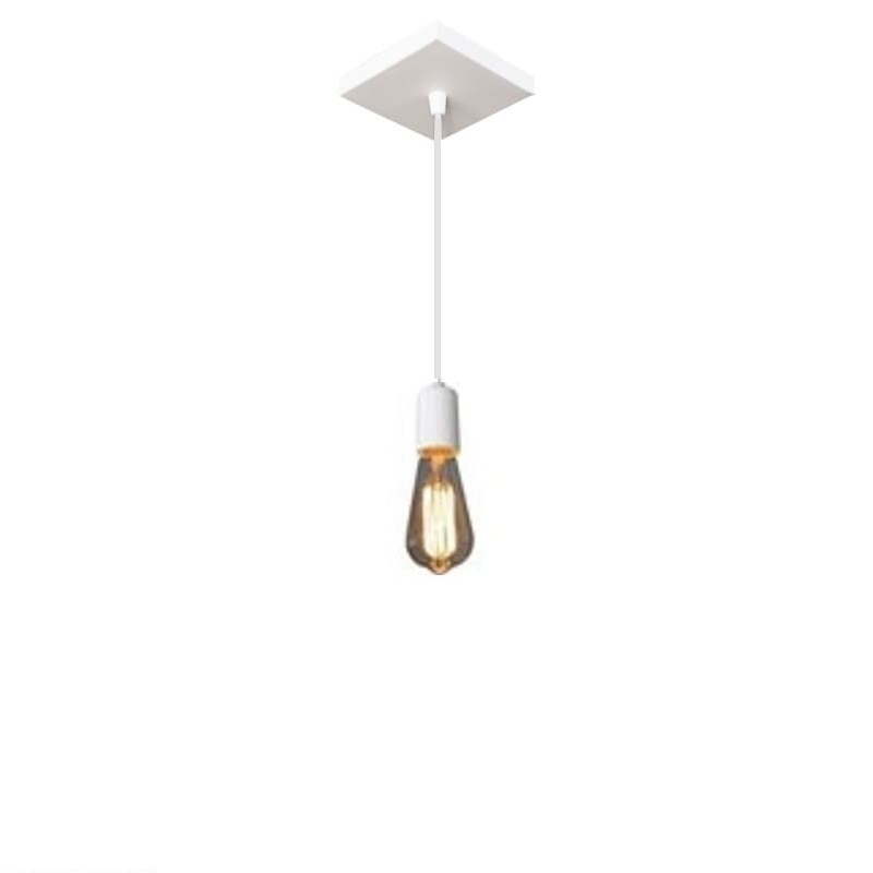 Pendente 1m Canopla Quadrada Soquete Liso E27 Lustre
