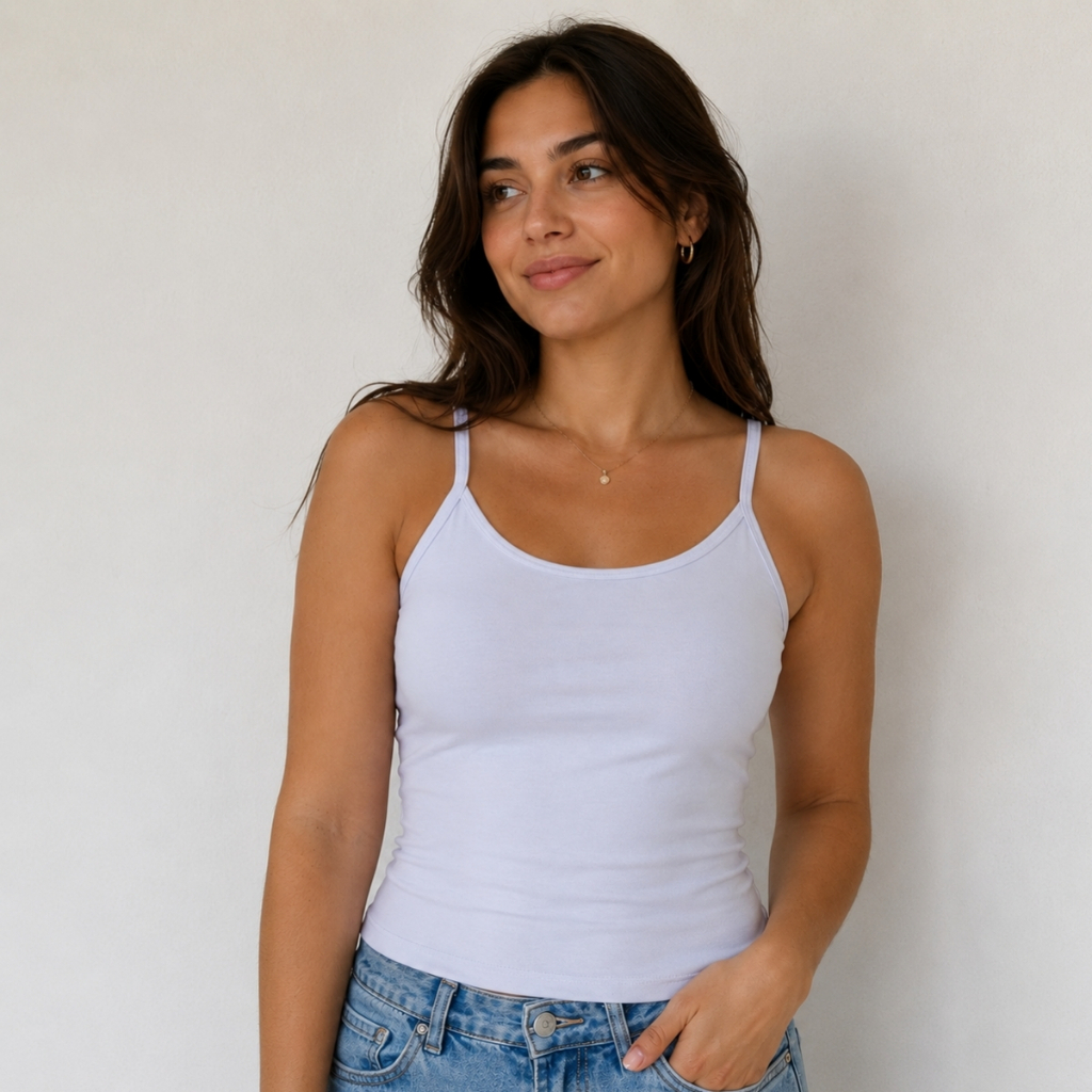 Blusa Regata Branca Alça Fina Feminina Viscolycra – Blusinha Básica Conforto Premium Casual - Envio Imediato