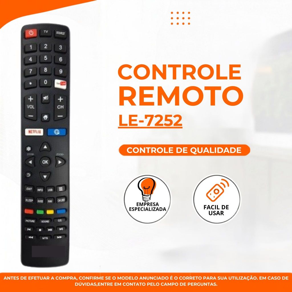Controle Remoto Compatível Com Tv Philco Le-7252