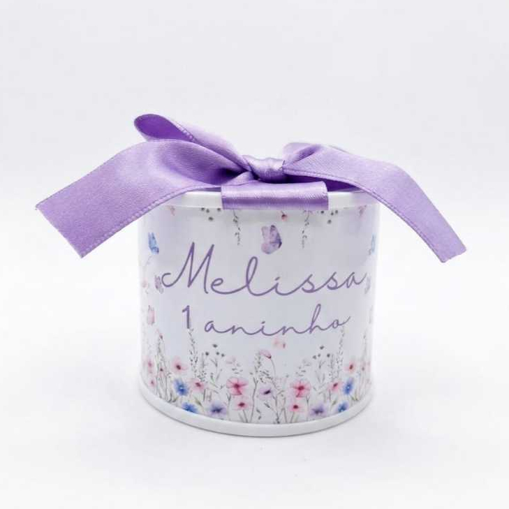 KIT MINI TUBOLATAS PERSONALIZADAS 5X6 - JARDIM ENCANTADO LILÁS BORBOLETAS / LEMBRANCINHAS/ANIVERSÁRIO