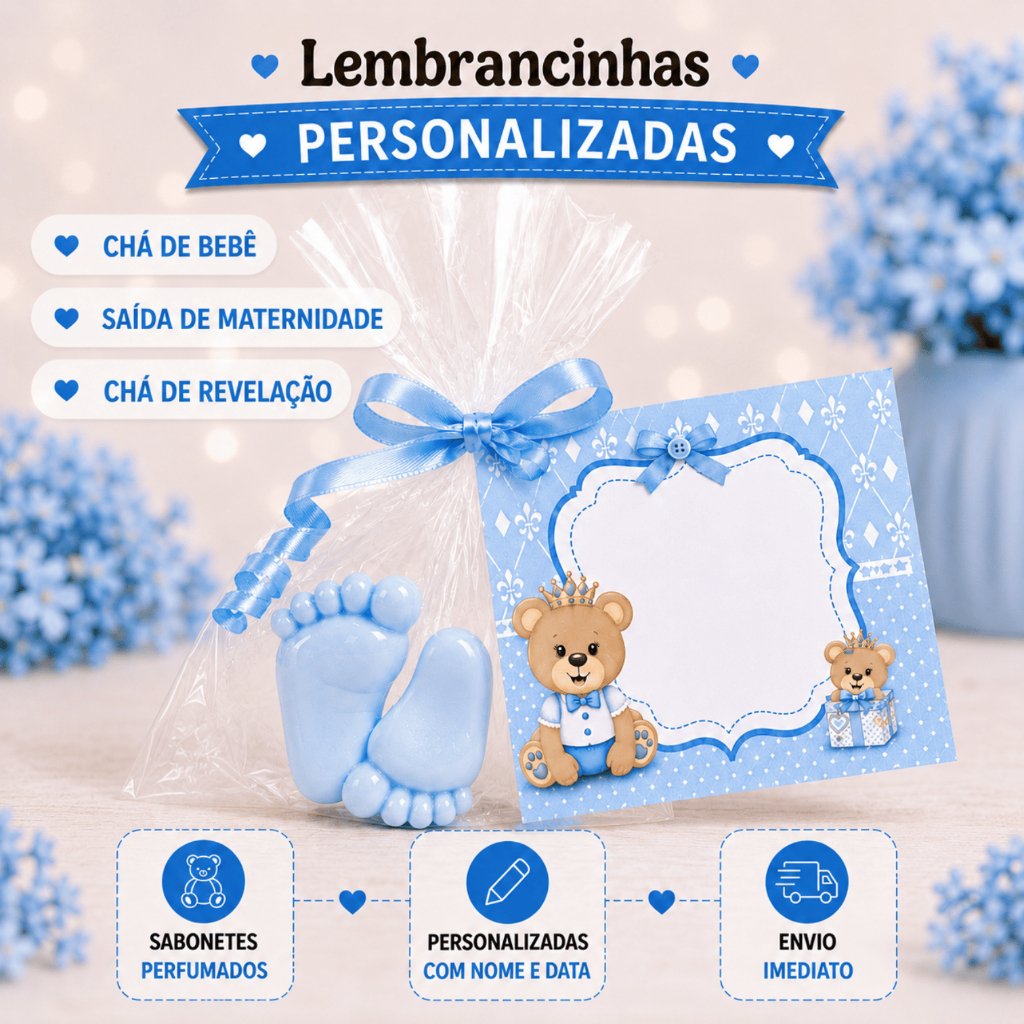 10 Lembrancinhas para Chá Revelação de Gêmeos com Ursinho Nude  ( 10 PARES )